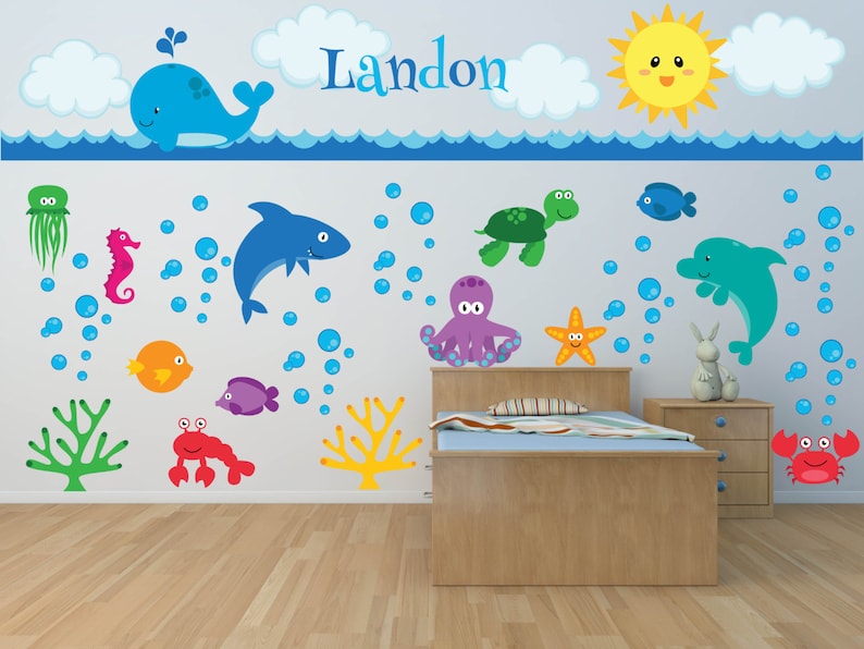 nursery wall decals sea animal wall decal ocean wall | etsy