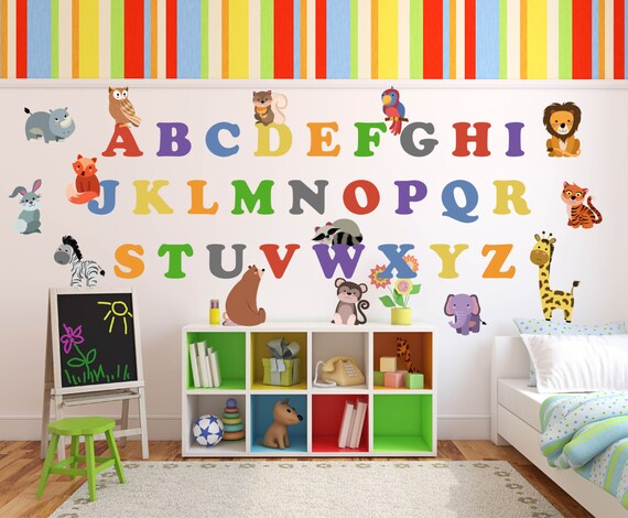 Animal Alphabet ABC Wall Decals Educational Sticker Nursery Baby Kids Room  Decor