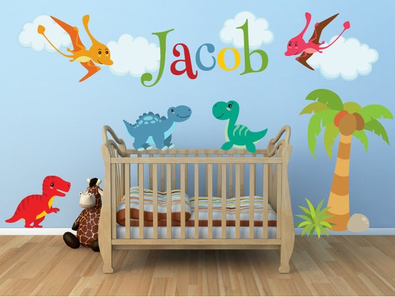 Giant Wall Decals For Kids Bedroom Dinosaur Wall Decal Name Wall Decal Dino Wall Decal Boys Room Decal Dinosaur Nursery Kids Room Decal
