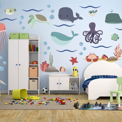 Ocean Animal Whale Fish Wall Decals Kids Stickers Peel Stick - Etsy