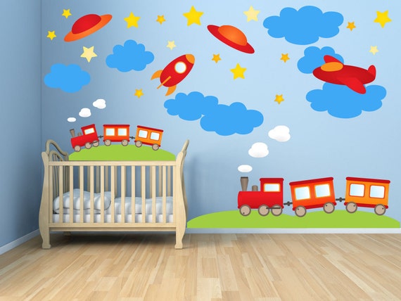 Wall Decals For Kids Bedroom Train Wall Decal All Aboard Complete Repositionable Decal Set High Quality