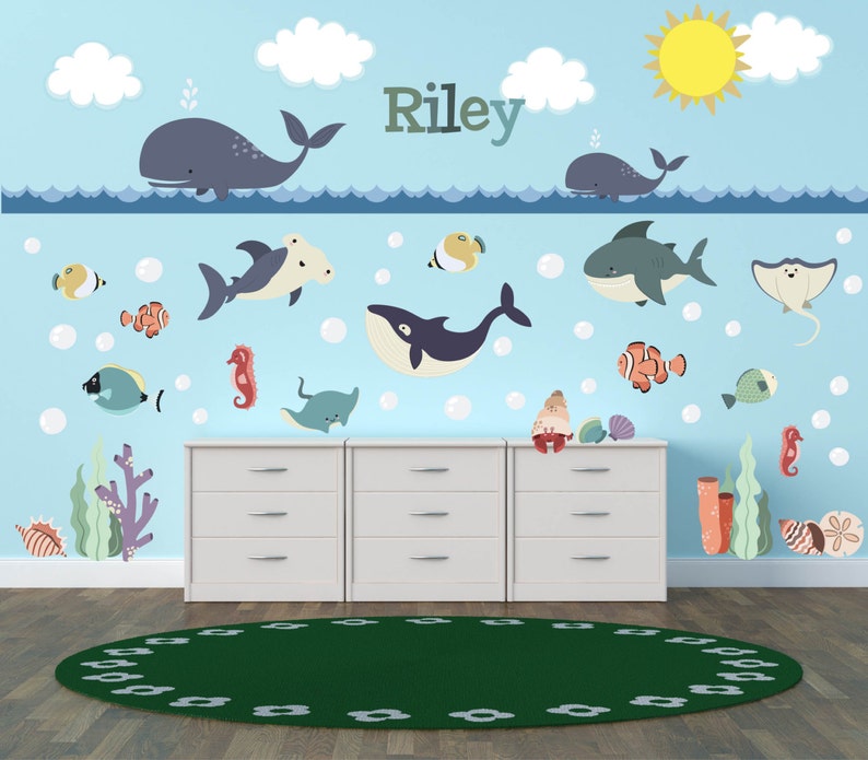 ocean wall decals ocean theme nursery decor ocean theme | etsy
