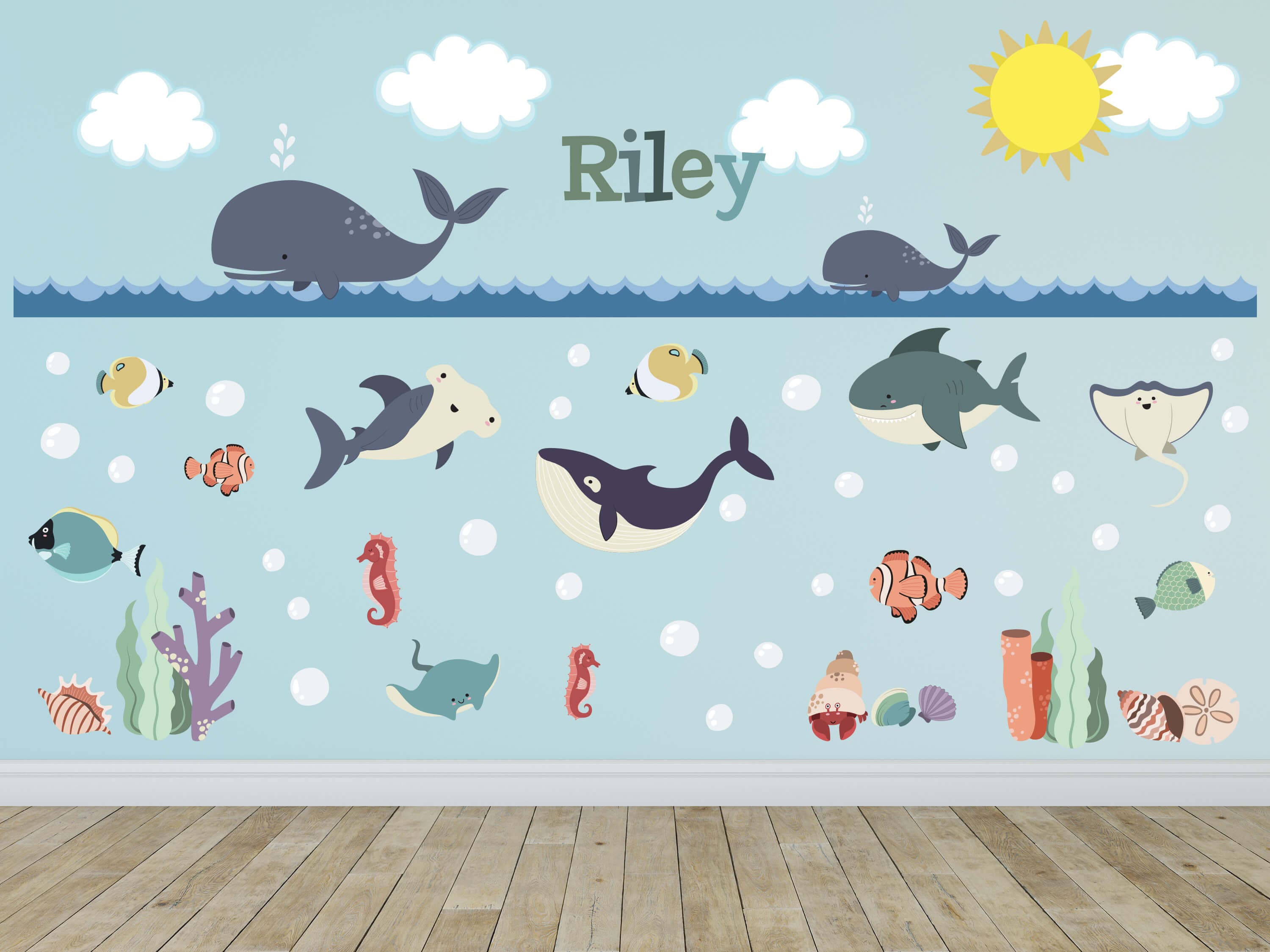 Ocean Animal Whale Fish Wall Decals Kids Wall Stickers Peel Etsy Ocean Animal Whale Fish Wall Decals Kids Wall Stickers Peel Etsy