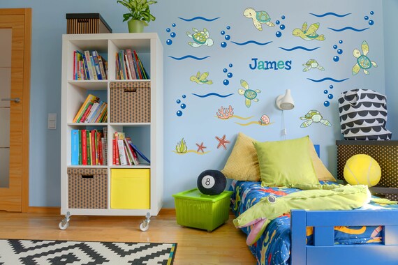 Ocean Kids Room Wall Decals Ocean Nursery Wall Decals Kids Wall Decals Sea Turtle Wall Decals Turtle Wall Art Ocean Wall Decor