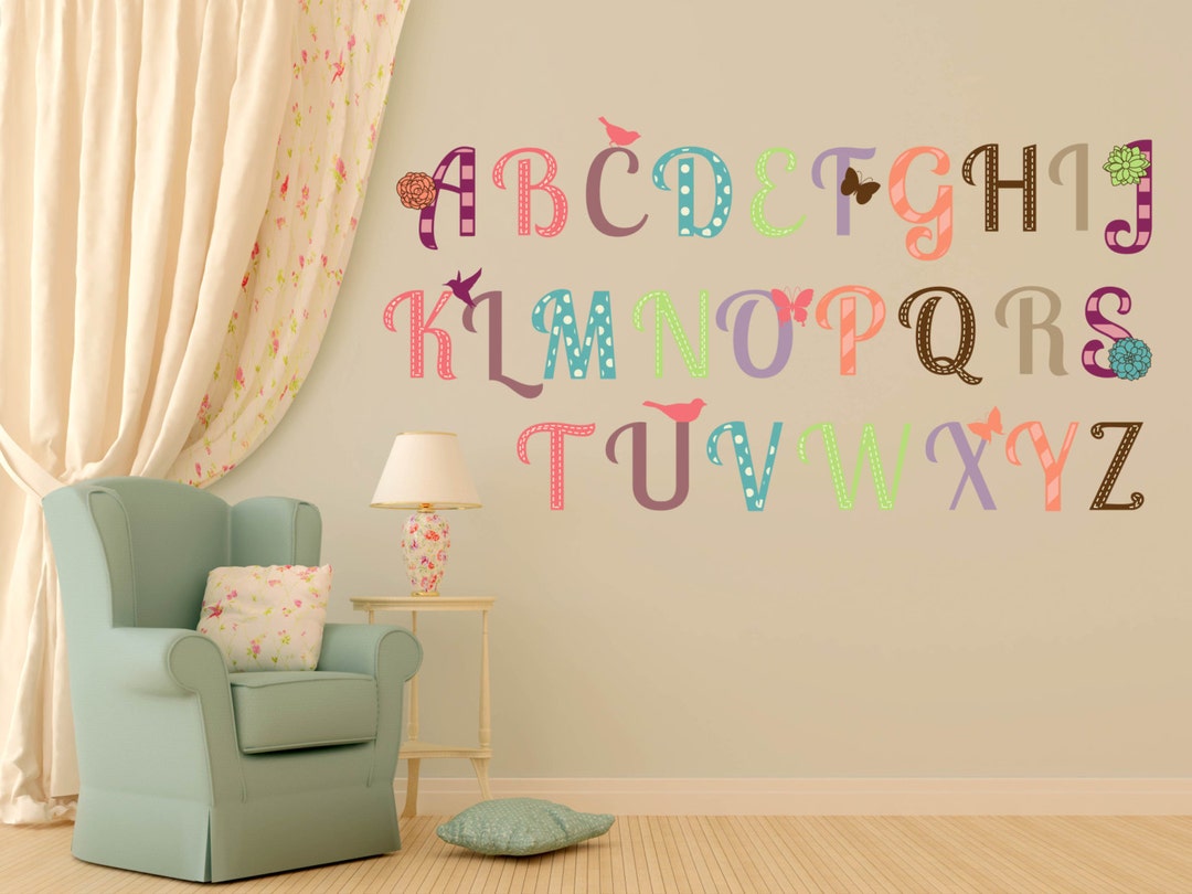 Alphabet ABC Wall Decals Wall Decals Kids Wall Stickers Peel Etsy