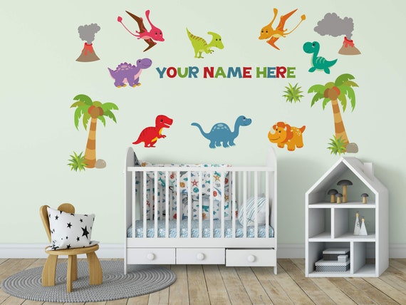 Dinosaur Wall Decal For Kids Bedroom Personalized Name