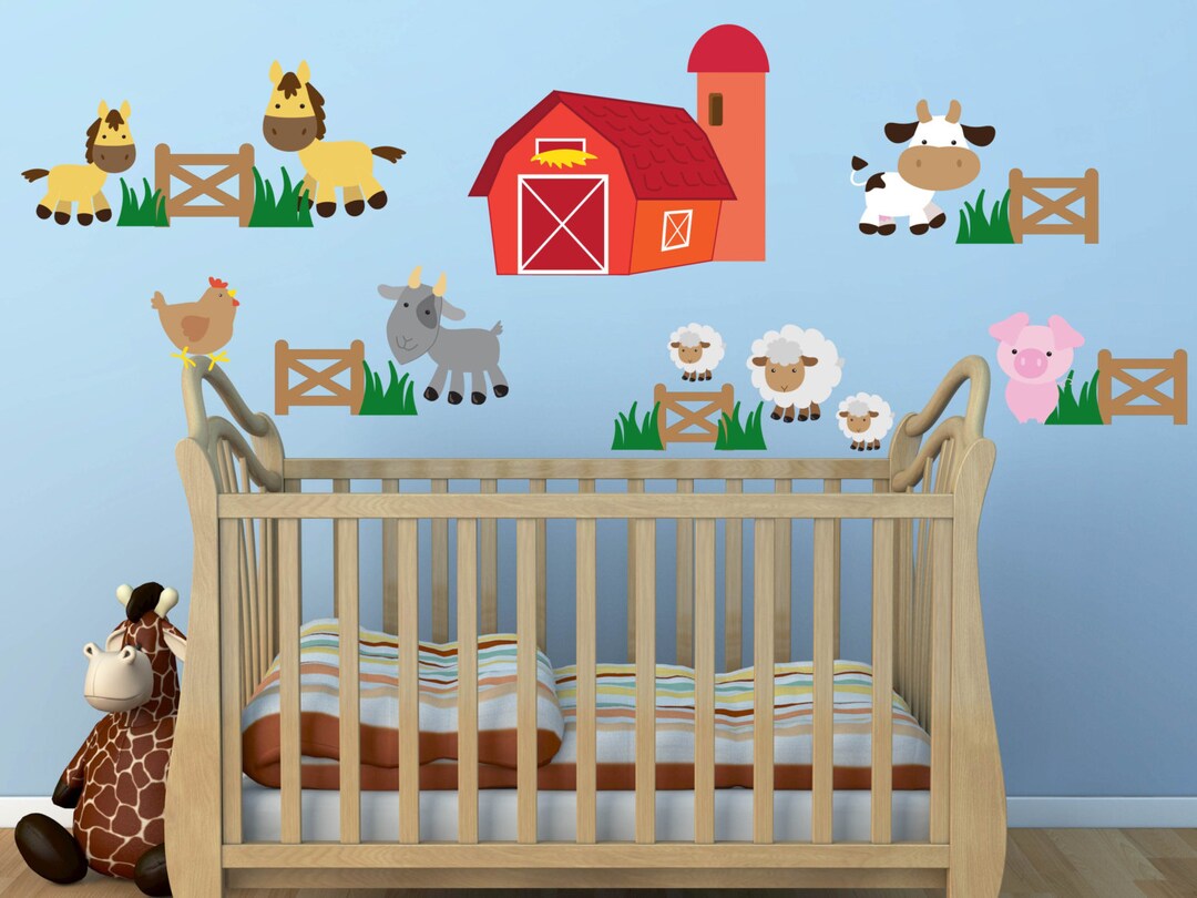 Farm Animal Wall Decals Kids Wall Stickers Peel Stick Removable Vinyl Wall Art for Kids Bedroom
