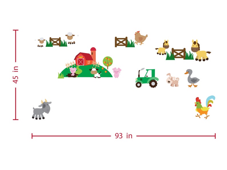 Farm Animal Wall Decals Kids Wall Stickers Peel Stick Etsy
