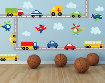 Car Decal - Construction Wall Decal -Plane Decal- Transportation Decal - Truck Decal - Boy Wall Decal - Nursery Wall Decal - Wall Decals