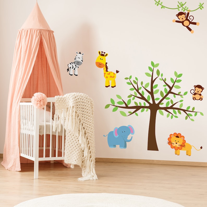 Jungle Animal Safari Wall Decals Kids Stickers Peel Stick Etsy