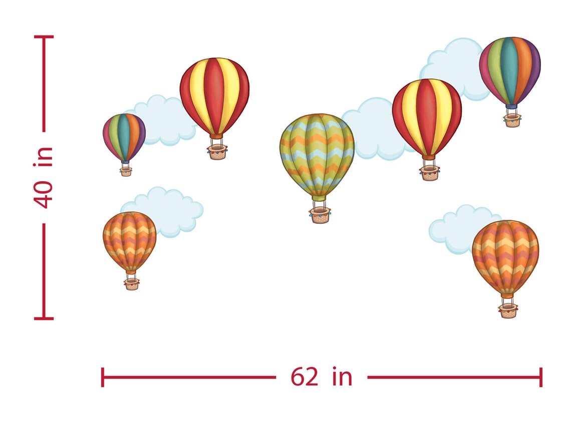 Hot Air Balloon Wall Decals Kids Stickers Peel Stick Removable Etsy