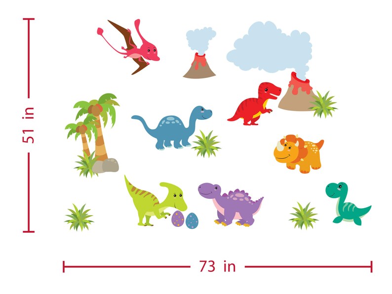 Dinosaur Dino Wall Decals Large Trex Jurassic Wall Decals Kids Etsy
