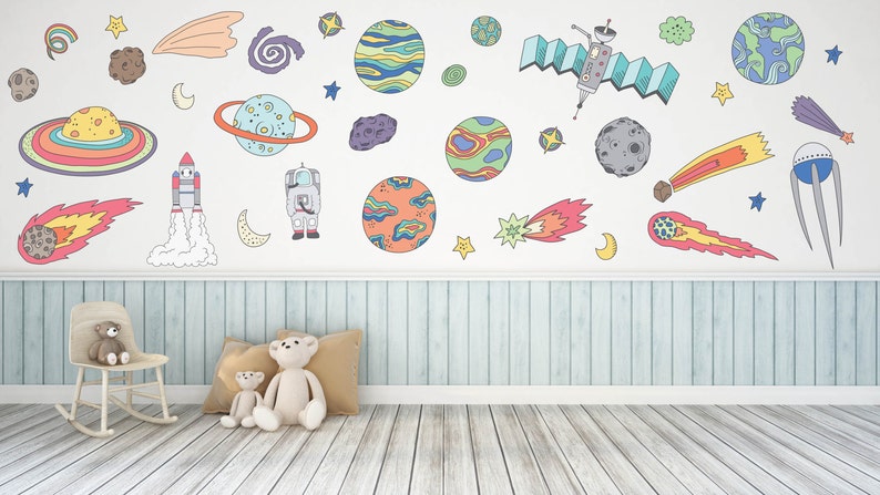 outer space wall decal outer space room decor outer space | etsy
