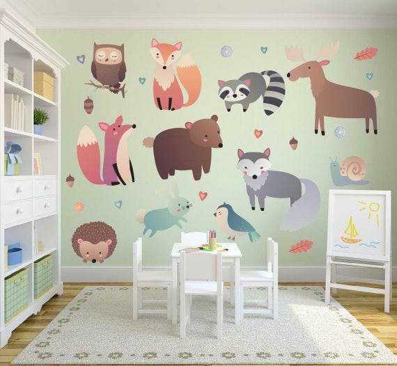 26 Alphabet Wall Decals Kids Wall Stickers Cute Cartoon Animal Stickers Peel and Stick Removable Wall Decals for Kids Nursery Bedroom Living Room