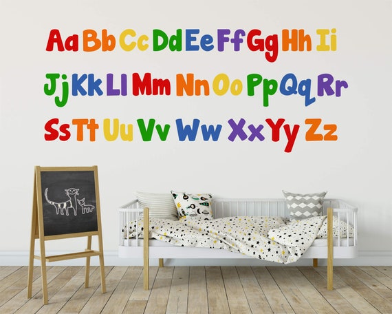 Alphabet ABC Wall Decals Wall Decals Kids Wall Stickers Peel Stick  Removable Vinyl Wall Art Kids Bedroom Nursery Baby Room Classroom YP1451 