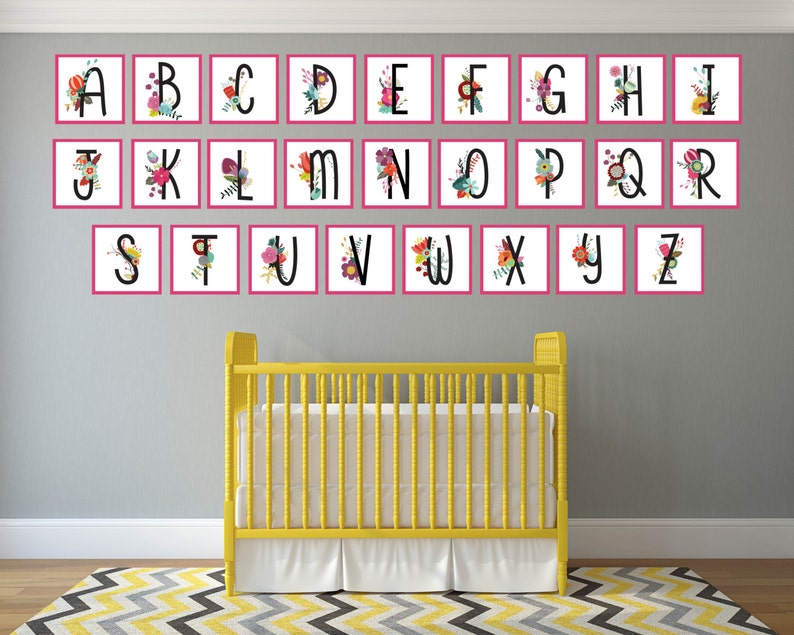 Alphabet Nursery Decals Wall Decor Art Flower Abc