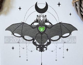 Decorative bat print bat with jewels