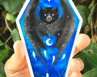 Vampire coffin sticker bats, and Halloween