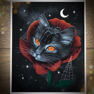 Siempre viviré spooky cat art print