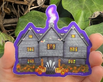 Haunted House Salem sticker with glitter effect