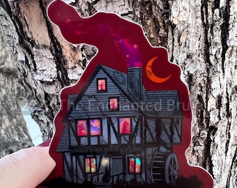 Spooky cottage house sticker