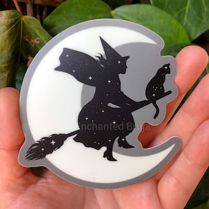 Glow in the dark flying witch sticker