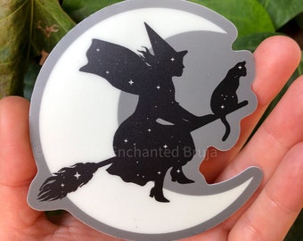 Glow in the dark flying witch sticker