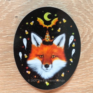 Autocollant de paillettes de renard de fête d’Halloween