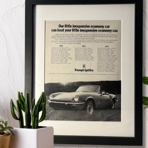 Anúncio impresso original vintage da Triumph Spitfire British Leyland da década de 1970, anúncio da revista Playboy, lembranças automotivas de 1972