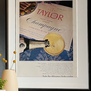 Anuncio impreso original de champán Taylor New York State de los años 70, revista Playboy, 1972, decoración de bar, cocina para mujer