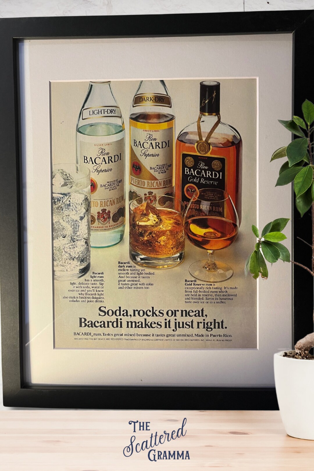 Bacardi Rum Light Dark Dry Gold Reserve Puerto Rican Print Ad Etsy