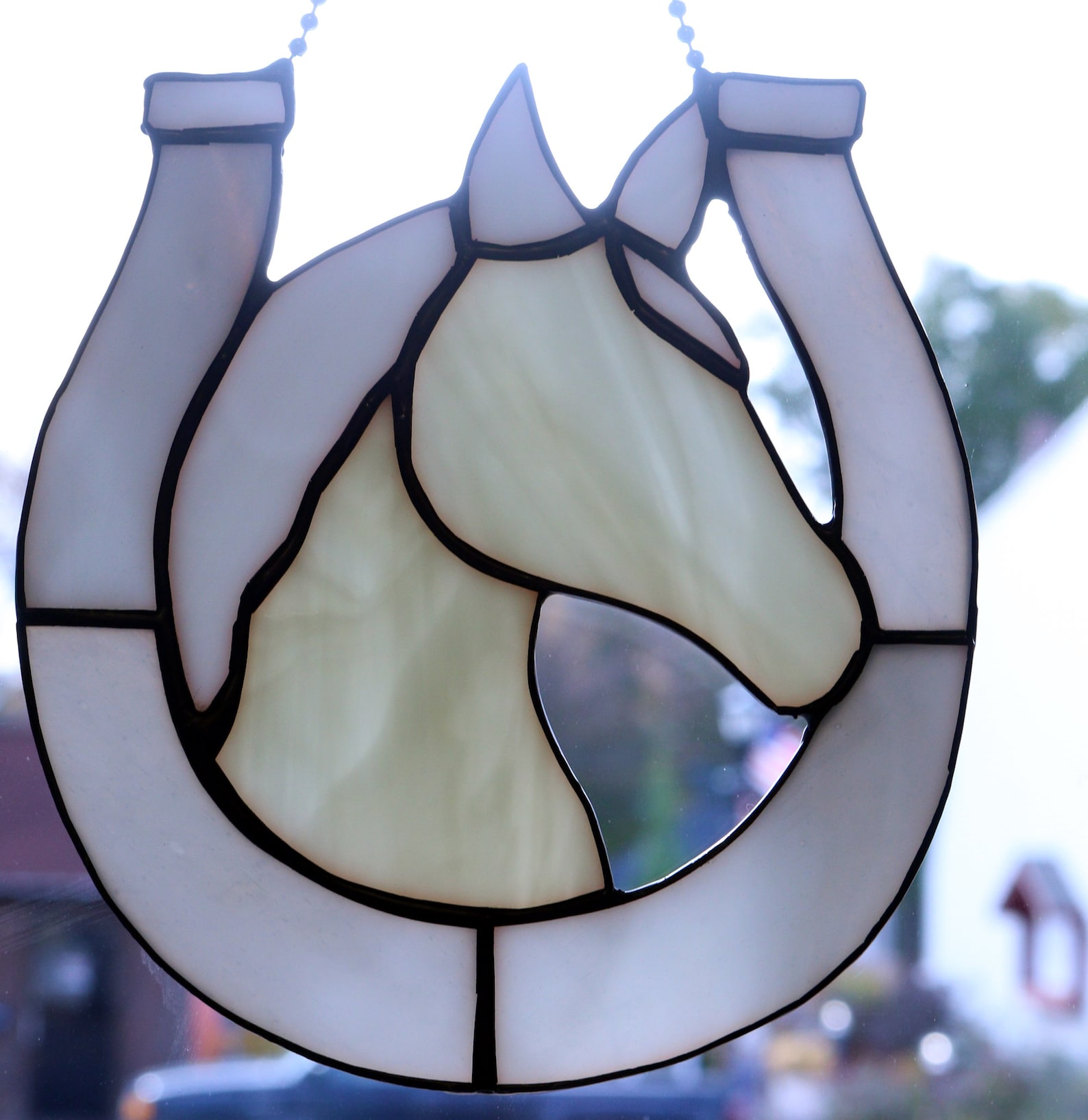 Stained Glass Horse Head in Horseshoe Horse and Horseshoe Etsy
