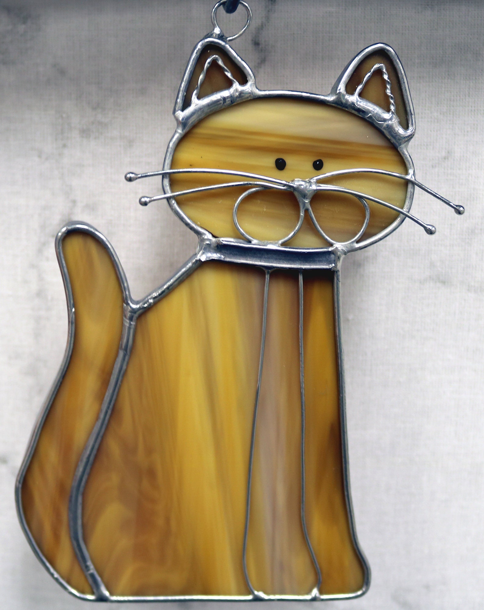 Stained Glass Sitting Cat Suncatcher // Tan or Black // Feline Etsy