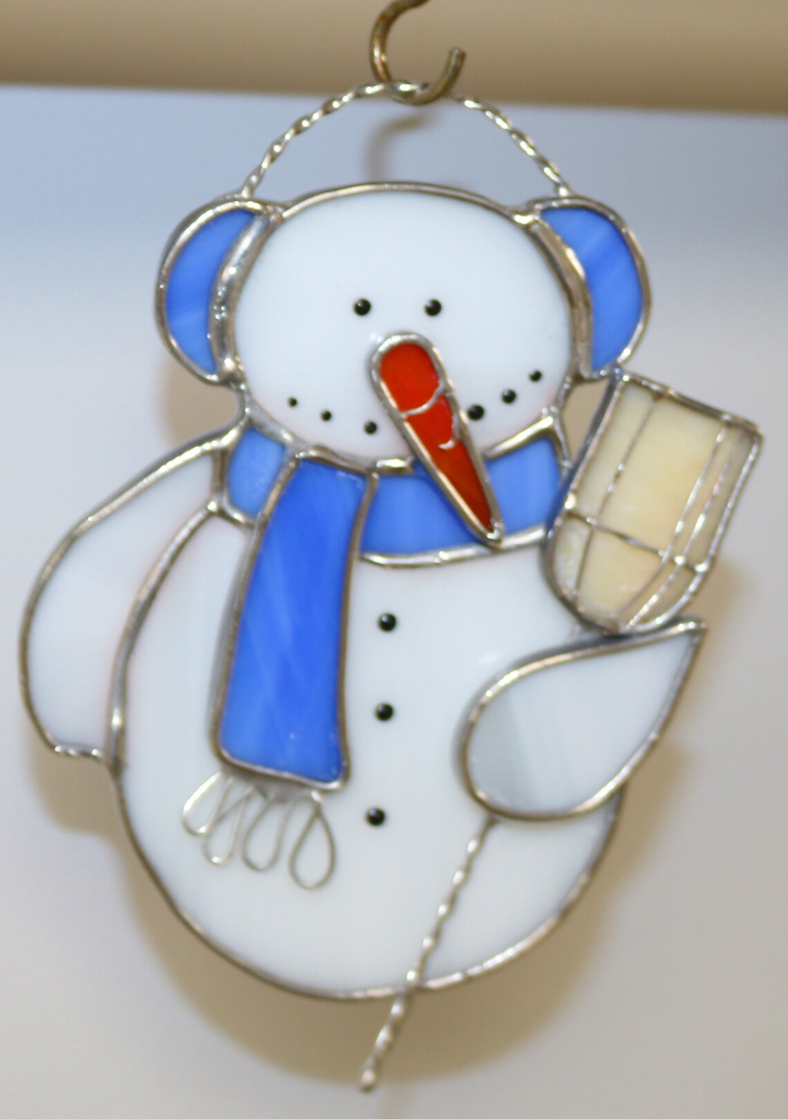 Snowman Genuine Stained Glass suncatcher. Includes ear muffs Etsy