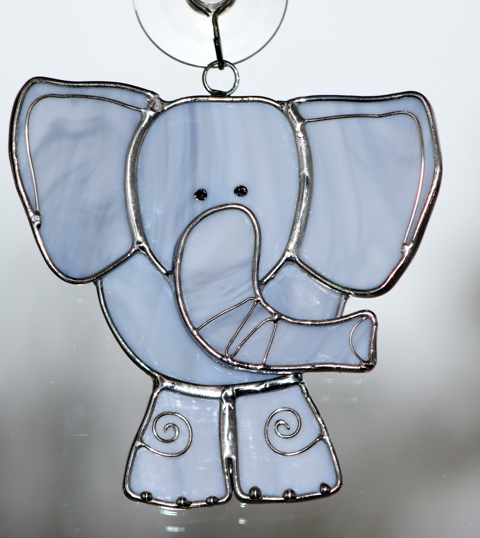 Elephant Stained Glass Suncatcher. Gray Elephant window art. Etsy