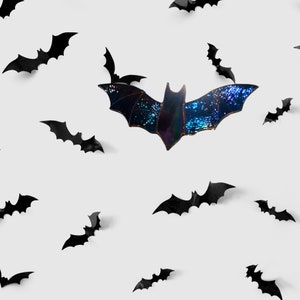 Stained Glass Bat Suncatcher. Halloween Home Decor. Scary Bat. Red, Blue and green, orange plus new Turquoise, or Clear Textured Wings.