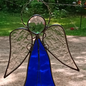 Stained Glass Angel. Orange, Purple, Dark Blue, Blue, Light Green, Yellow, or Champaign, Suncatcher.