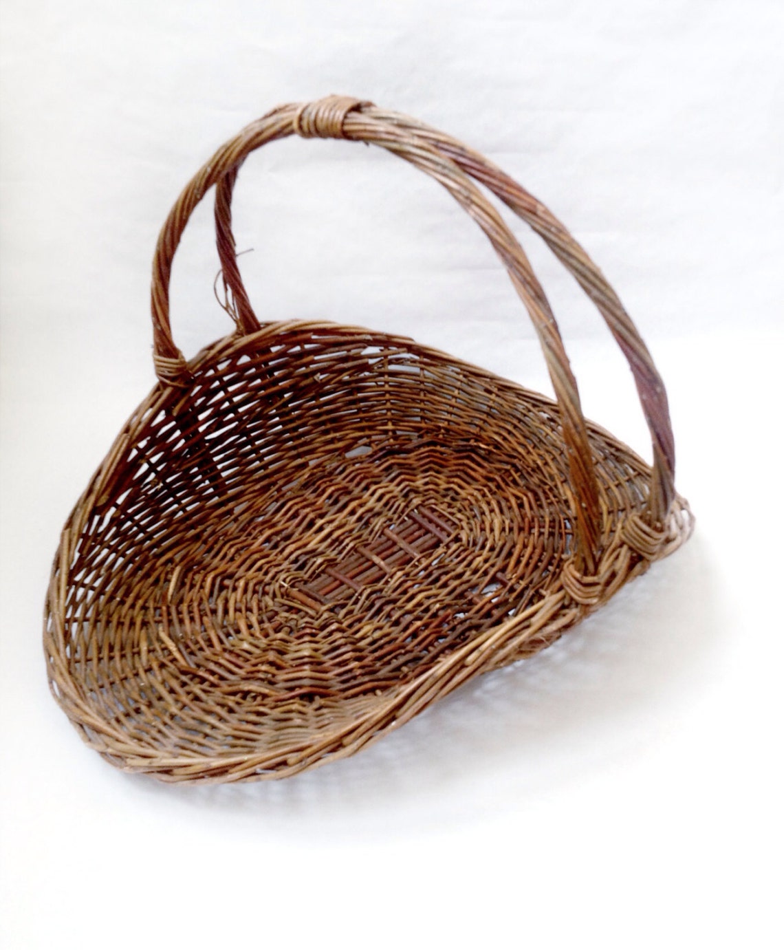 Vintage French Wicker Flower Gathering Basket Etsy