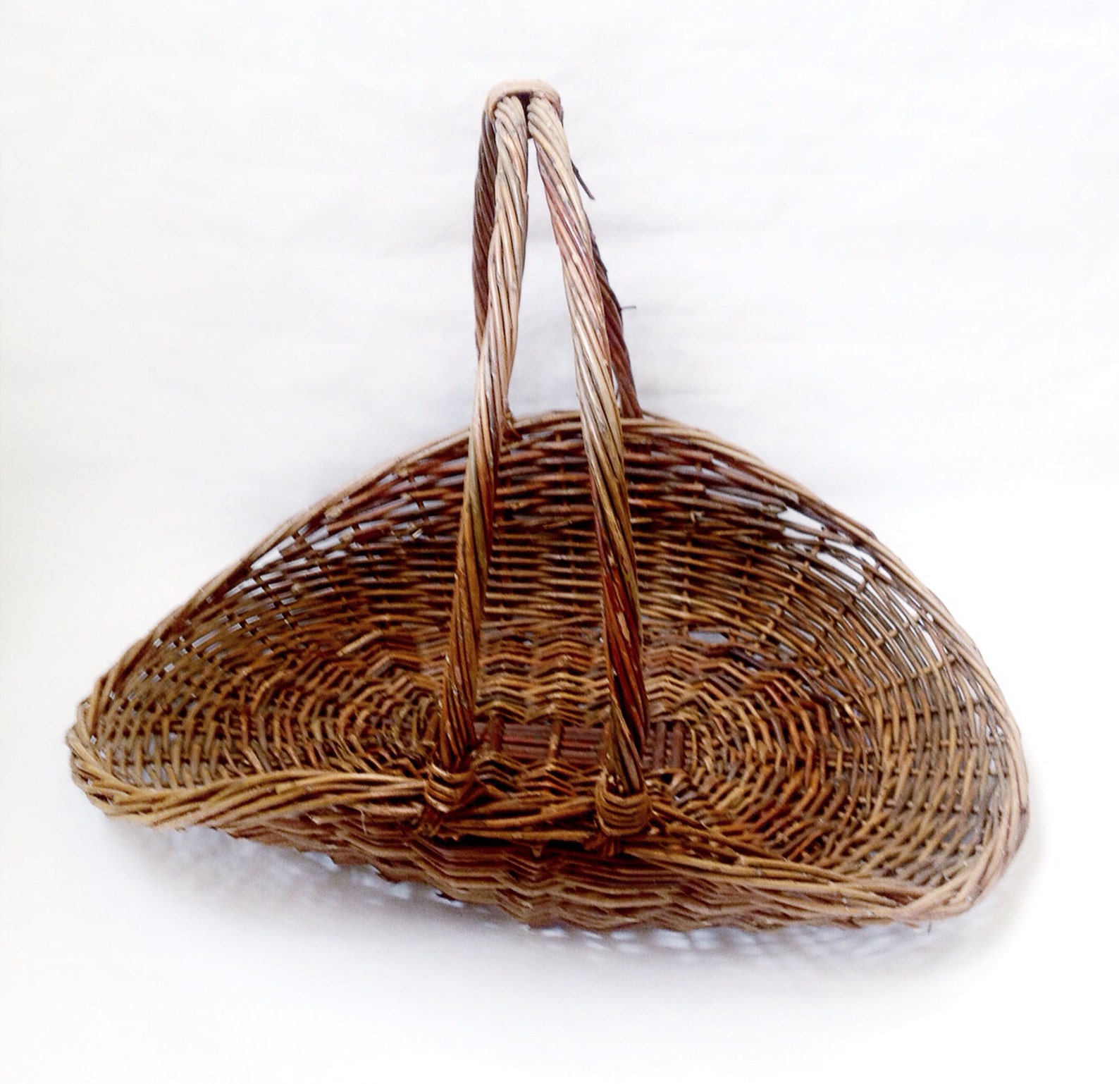 Vintage French Wicker Flower Gathering Basket Etsy