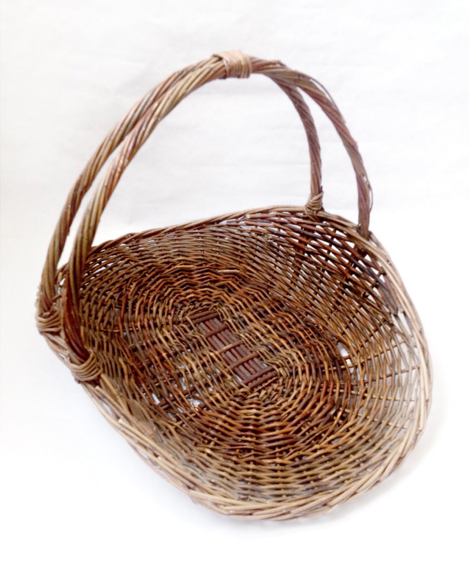 Vintage French Wicker Flower Gathering Basket Etsy