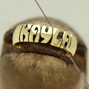 Hand Carved Brass Name Ring