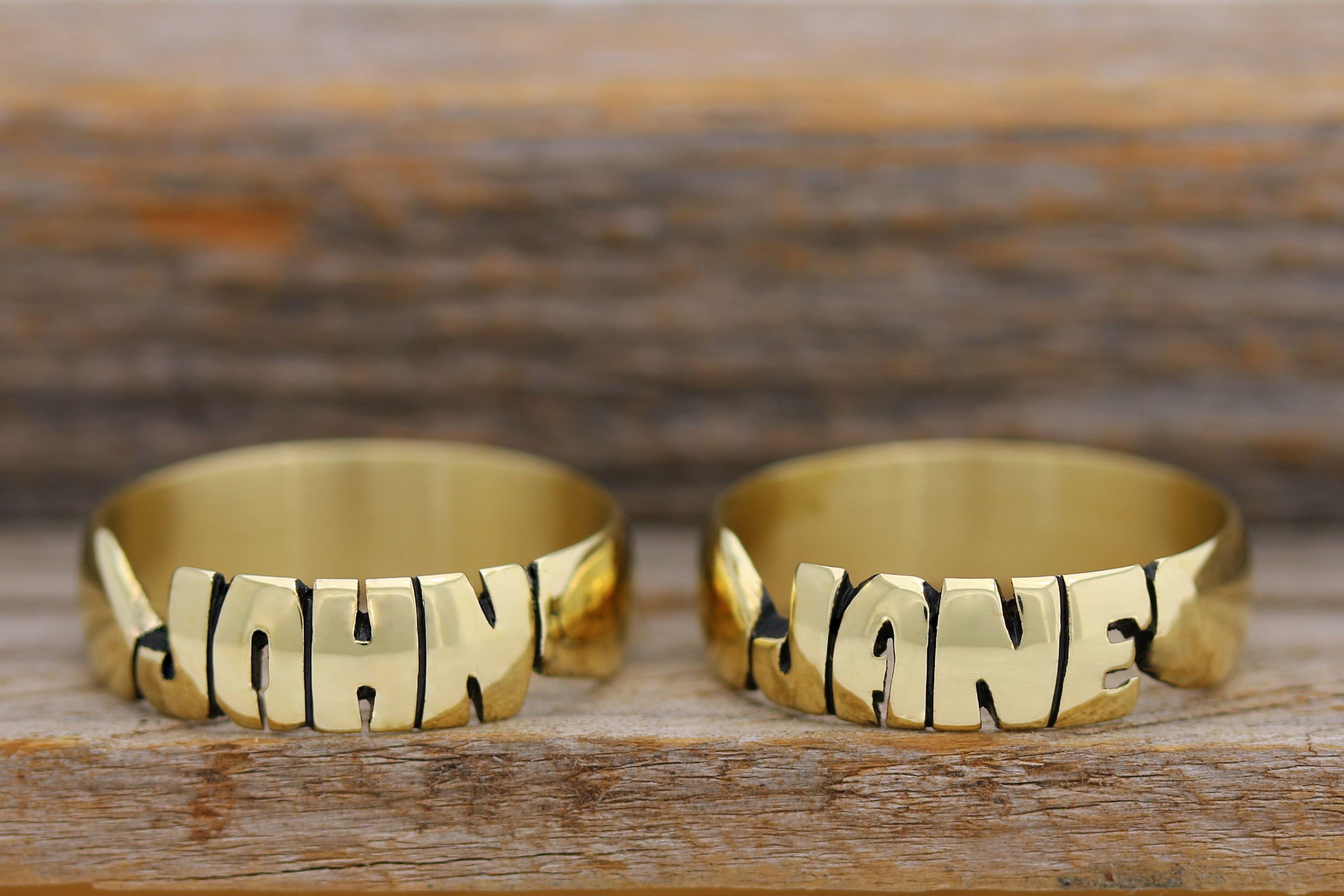 Name on sale carved rings