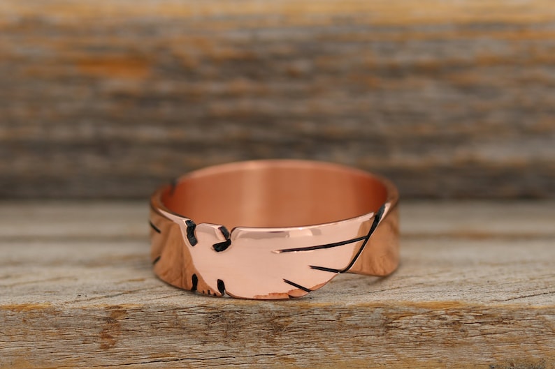 Hand Carved Thunderbird Ring in Copper