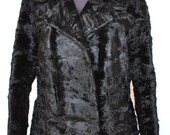 Vintage ASTRAKHAN lamb fur coat , women 39 s jacket , astrakhan fur leather jacket (002)