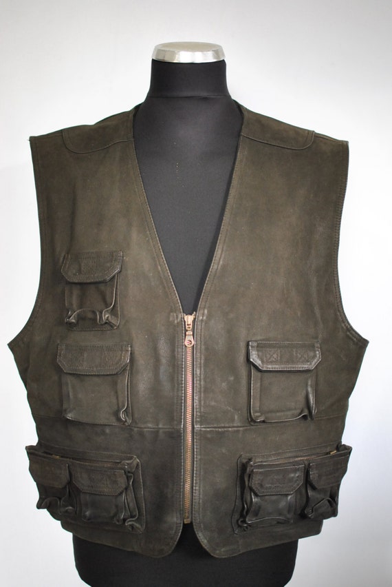 Vintage LEATHER VEST , men's leather vest ....(051
