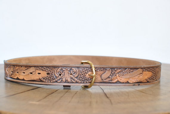 Vintage Handmade in Usa leather belt , men's leath