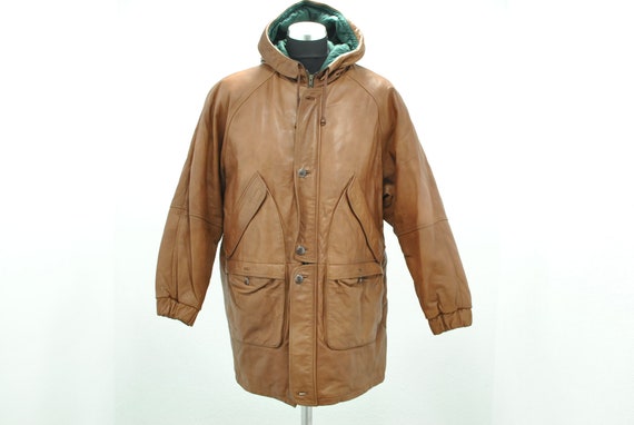 Vintage PUFFER LEATHER PARKA , men's heavy winter