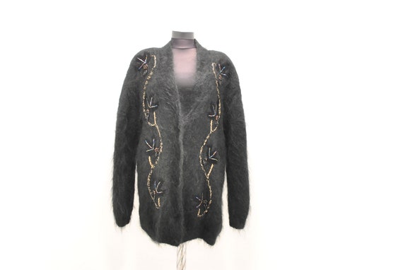 Vintage Handmade Angora Cardigan , women's cardiga