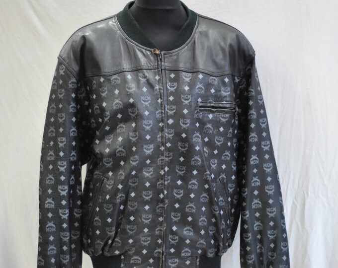 Vntage MCM mens leather jacket bomber jacket..... Etsy