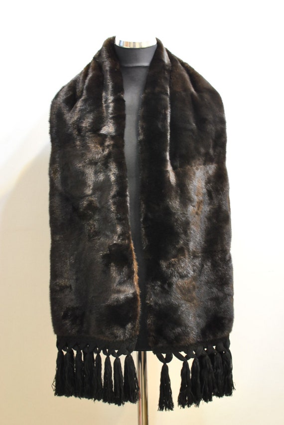 Vintage MINK FUR COLLAR , natural fur big shawl ..